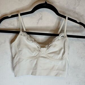 Aerie white lace ribbed stretchy bustier bralette